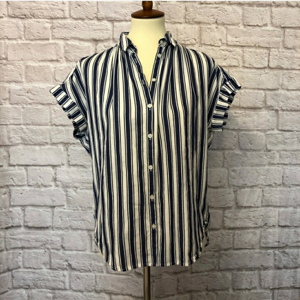 Madewell Central Drapey Shirt in Stripe